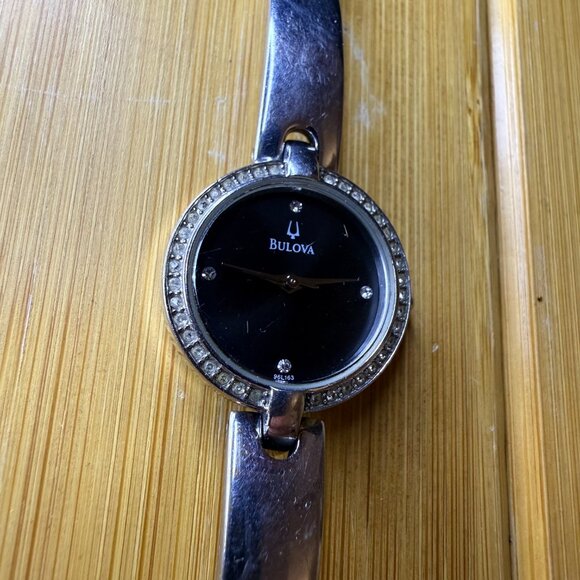 Bulova Ladies' Diamond Black + Silver Minimalist Watch 96L163, 23mm - Picture 3 of 5